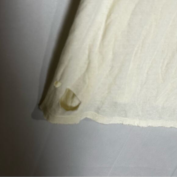 NWT Free People Cream Distressed Short Sleeve Crew Neck 100% Cotton T Shirt XS - Picture 4 of 9